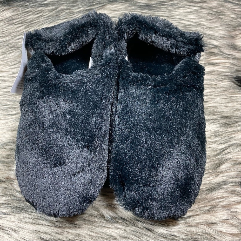 black Plush Furry Slippers XL 10-11 - Picture 8 of 11